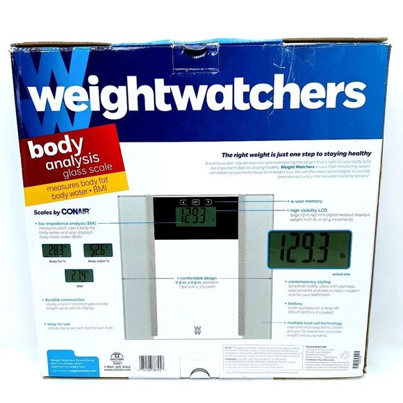Weight Watchers Body Analysis Glass Floor Scale by Conair - Picture 3 of 8